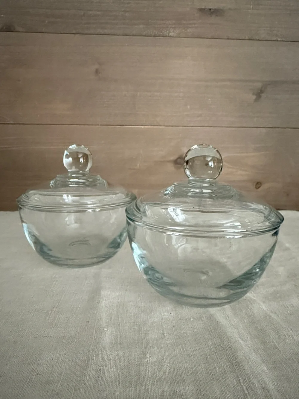 Clear Glass Lidded Bowls - Set of 2 - Picture 2 of 5